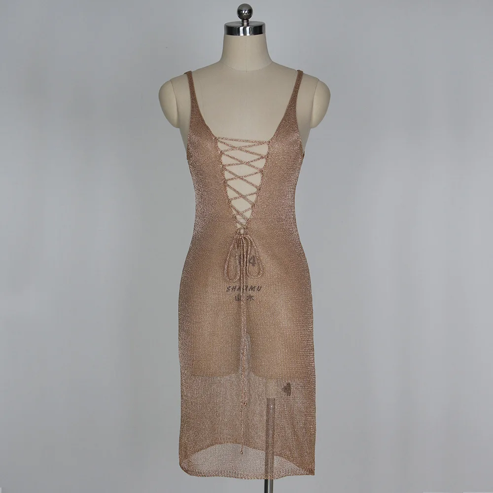 JRRY женское пляжное мини платье без рукавов с глубоким треугольным вырезом|dress