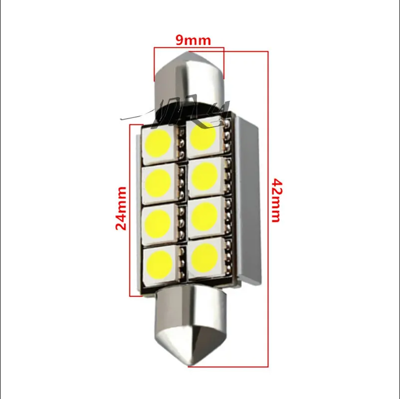 42 мм 8 SMD 5050 купол Festoon CANBUS OBC без ошибок Автомобильные светодиодные лампы c5w