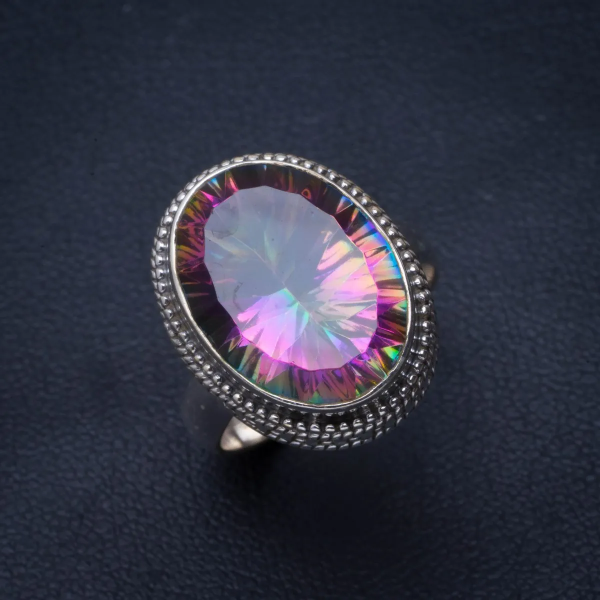 Натуральный Мистический топаз уникальное серебряное кольцо ручной работы 6 B1446 |