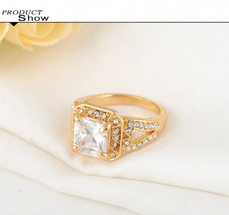 2015 New Arrival Ring 18K Gold Plated Micro Inlay AAA Cubic Zircon Square Shape Classic For Men Ri-HQ0390-C | Украшения и