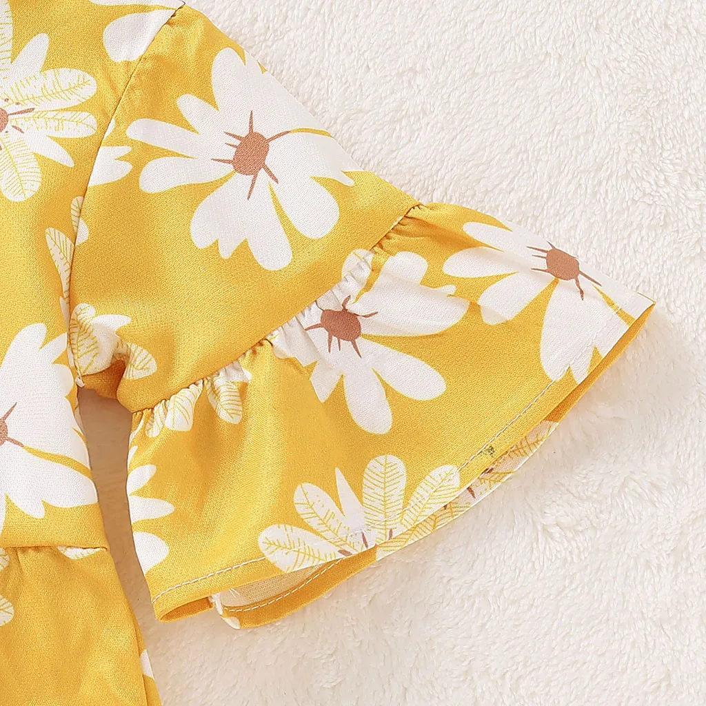 Новинка лета 2019 платья принцессы с цветочным принтом и расклешенными рукавами