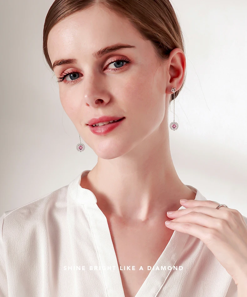 Warme Farben Sterling 925 Silver Long Drop Earrings Beating Heart Crystal from Women Jewelry Party Brincos | Украшения и