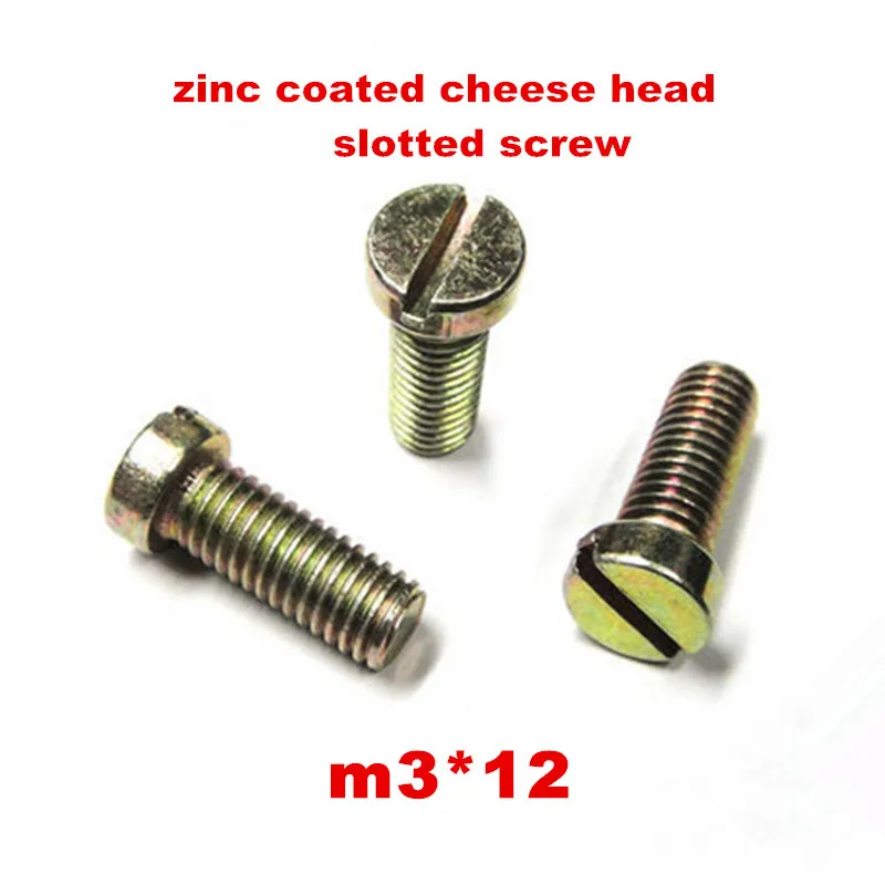 

200pcs steel with yellow zinc coated m3*12 cheese head slotted screw