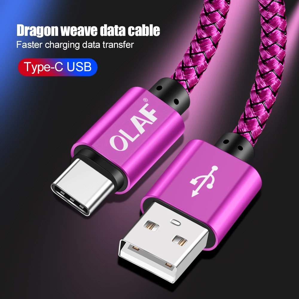 Кабель OLAF USB Type C кабель для быстрой зарядки и передачи данных Samsung S8 S9 Xiaomi pocophone f1
