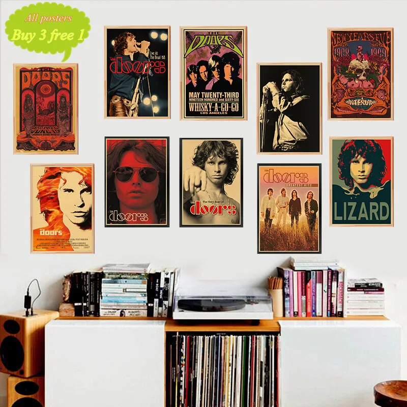 Винтаж Ретро Рок-Группа Музыка двери Jim Morrison матовая крафт-бумага плакат стены стикеры домашний декор