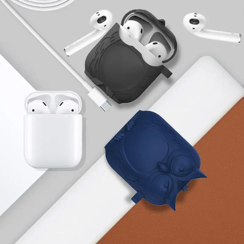 Силиконовый противоударный чехол для наушников в форме совы Apple AirPods|Сумки