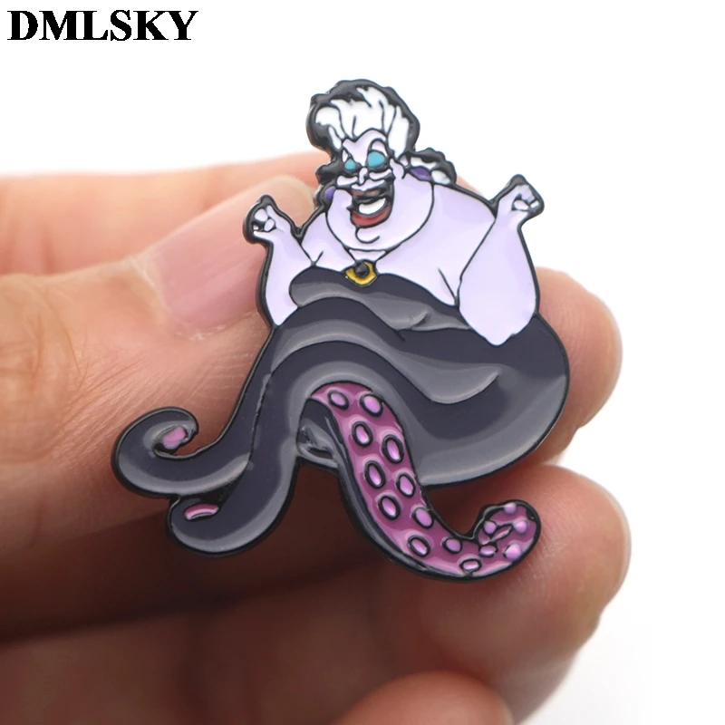 DMLSKY забавная булавка Осьминог милый Урсула эмалированные булавки и броши нагрудные булавки рюкзак сумки значок Одежда Брошь Бижутерия Подарки M3647