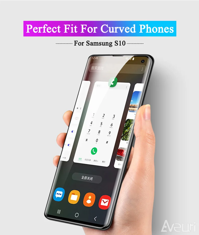 Aveuri ультрафиолетового света Стекло для samsung Galaxy S10 плюс S10+ S10E закаленное Стекло для samsung S8 S9 плюс Поддержка разблокировка отпечатком пальца