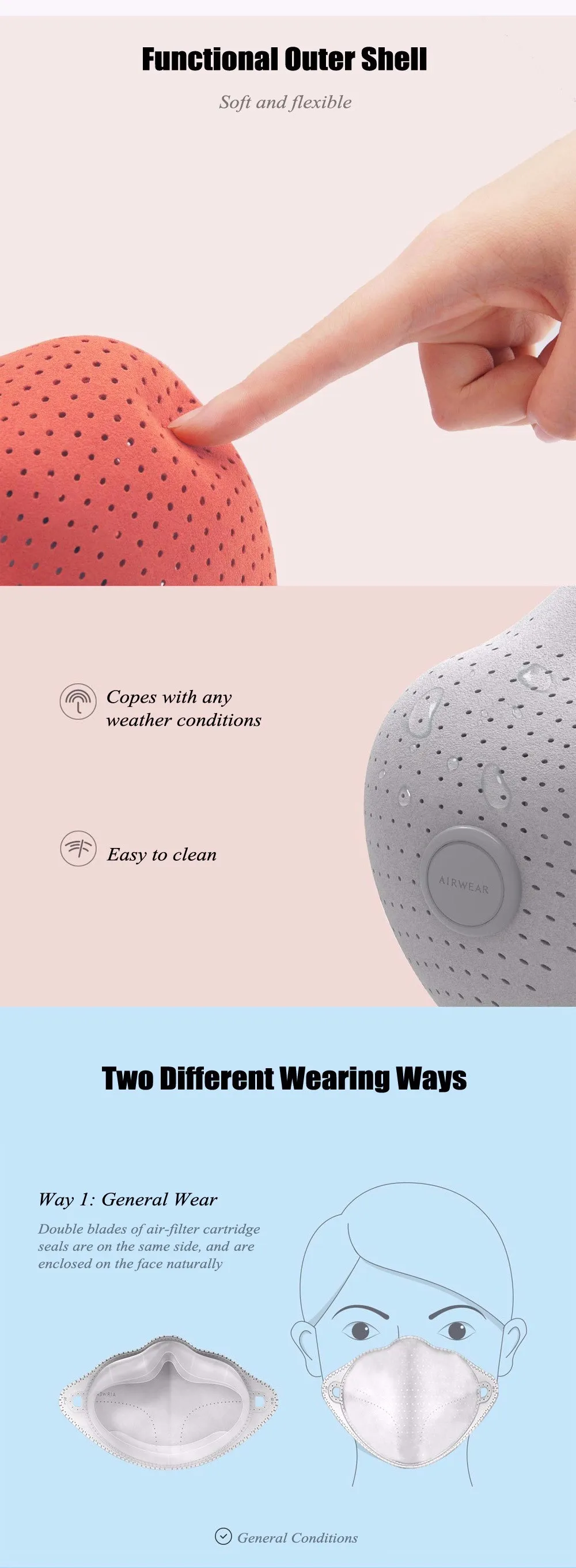 Xiaomi AirPOP Air Wear PM0.3 анти-Дымчатая маска для лица с фильтром 4 шт. регулируемые удобные маски для лица 4 цвета