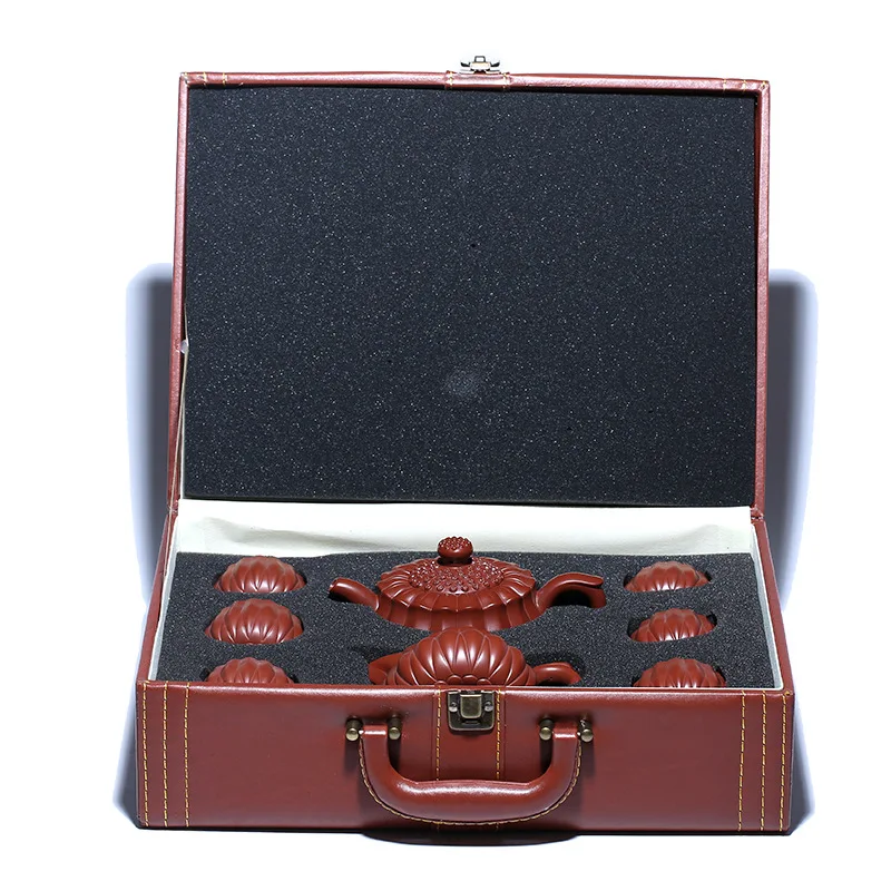 

Yixing Purply Clay Teapot Raw Ore Big Red Mud Sunflower Valve Pot Chinese Kongfu Tea Pots 6 cups gong dao