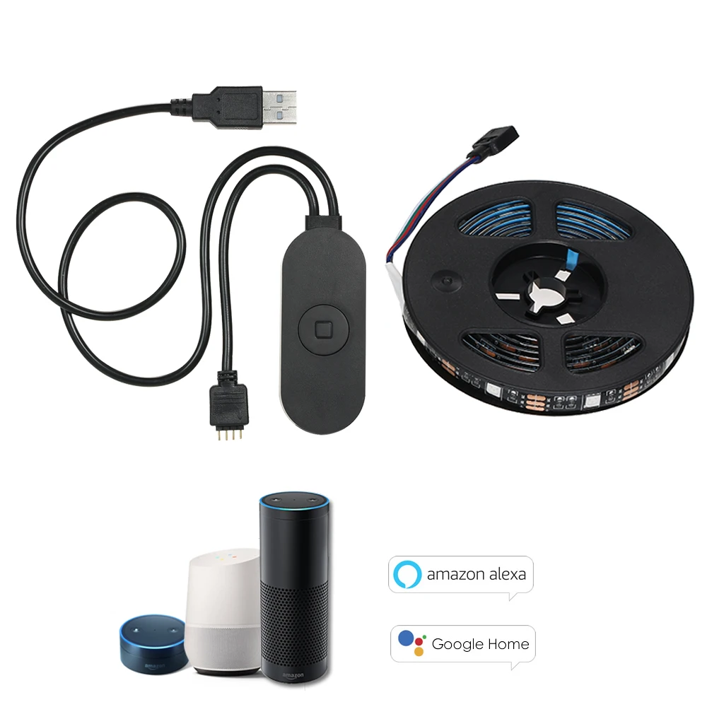 HKZZI USB Светодиодная лента wifi 5050 RGB красочный DC5V водонепроницаемый Совместимость с Alexa Google Home IFTTT Поддержка Android IOS системы