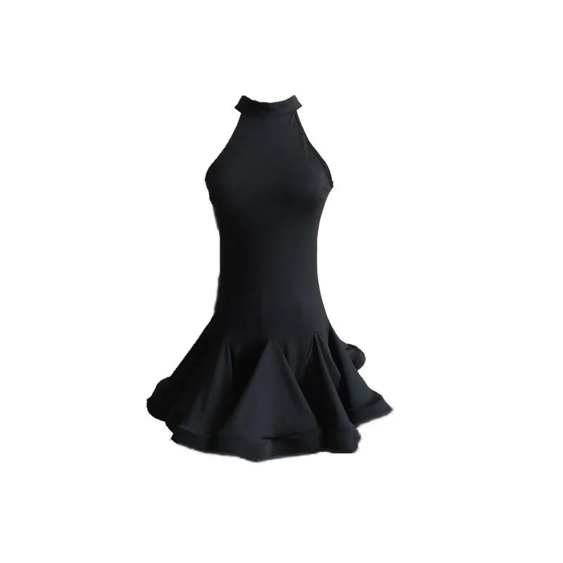 

Girls Latin Dance Dress black backless Ruffle skirt Gymnastics Leotard child Latin Dance Costume latin ballroom dress DQS1733