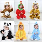 Одежда для новорожденных с капюшоном для мальчиков и девочек; Комбинезоны с милыми животными для малышей милый детский комбинезон с рисунком с длинными рукавами, зимняя одежда, Детская осенняя одежда