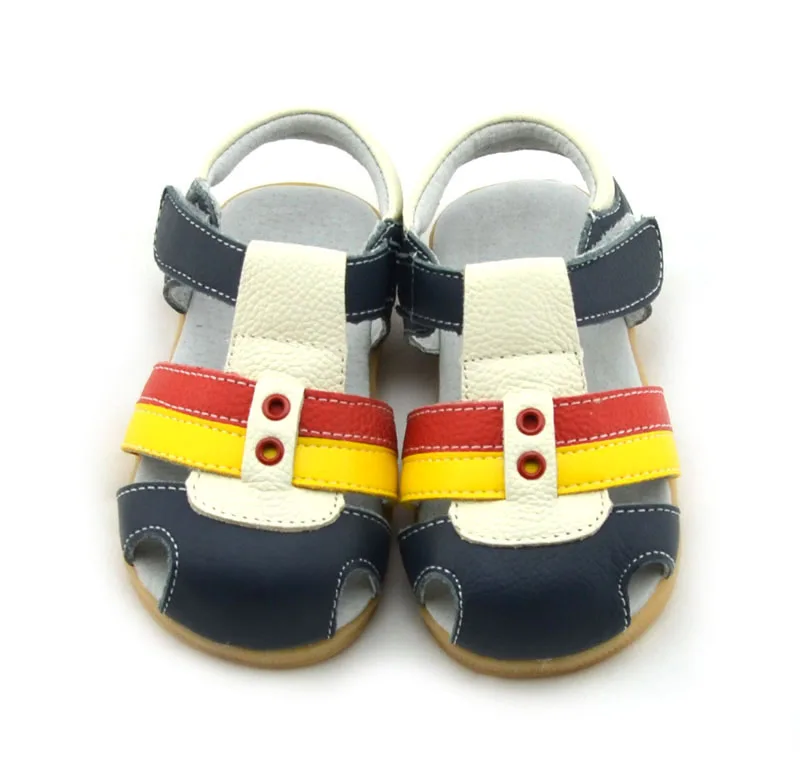 Сандалии SandQ детские из натуральной кожи босоножки с люверсами для мальчиков и