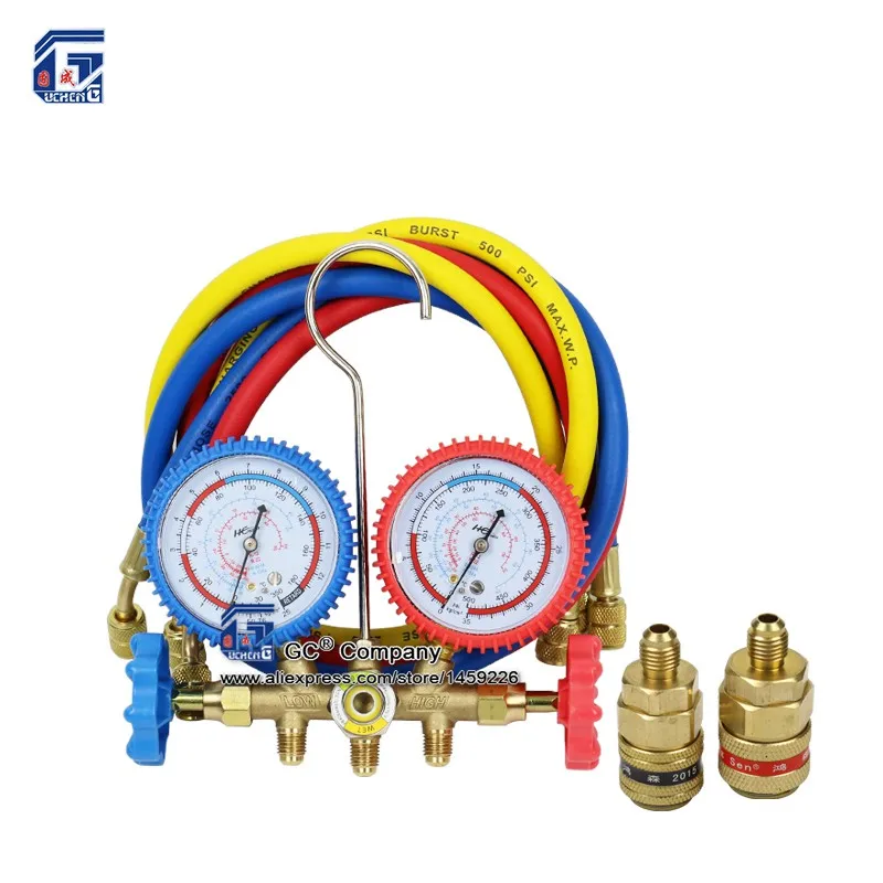 Set 4 R134a R12 R22 R404a A/C манометр набор со шлангом для домашнего/автомобильного кондиционера - Название цвета: Set 4