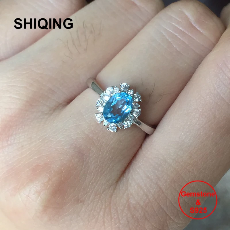 Женское кольцо с натуральным топазом SHIQING|Кольца| |