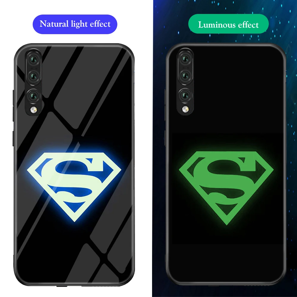ciciber Phone Case for Huawei P30 Lite Pro Marvel Captain America Logo Luminous Glass Cover For P20 Coque Funda |
