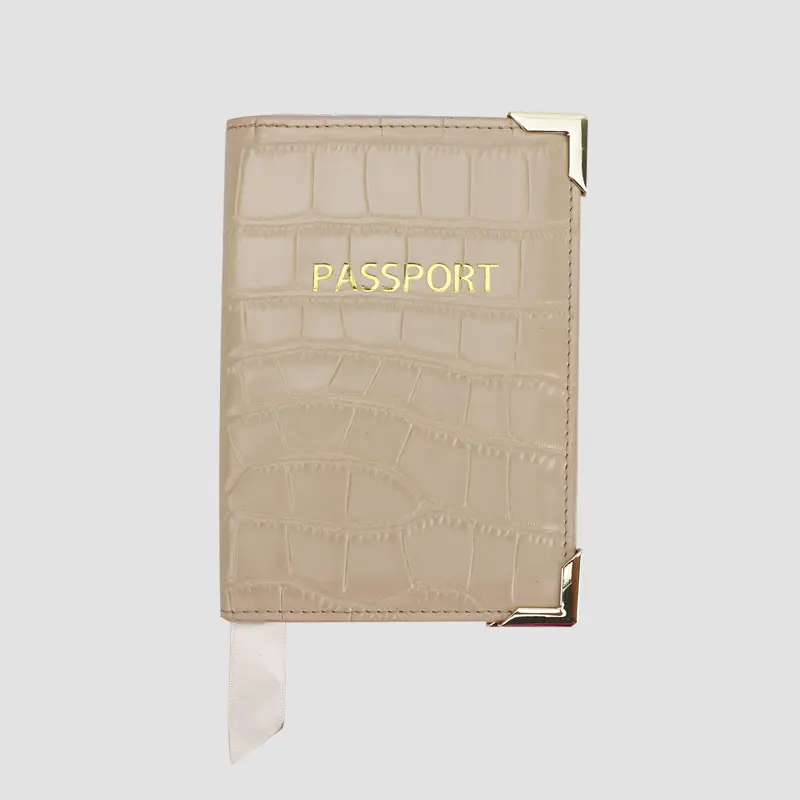 nude gold corner С монограммой, с оригинальными буквами, тисненая крокодиловая кожа, Мужская Обложка для паспорта, Дамская дорожная Обложка для паспорта, чехол - Цвет: nude gold corner