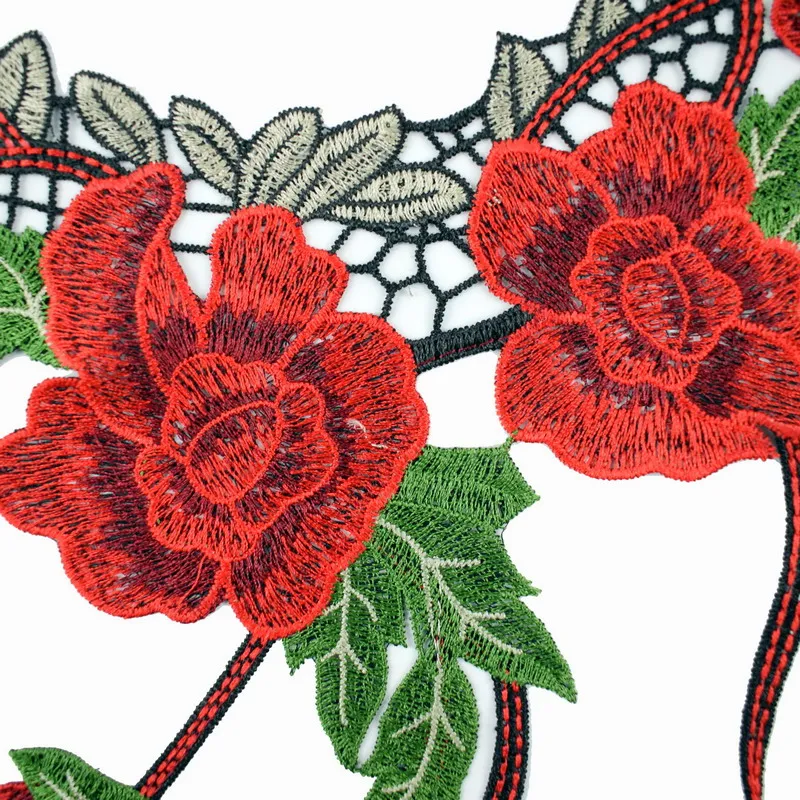 Красный Цветочный вышитый кружевной воротник с вырезом отделка аксессуары для