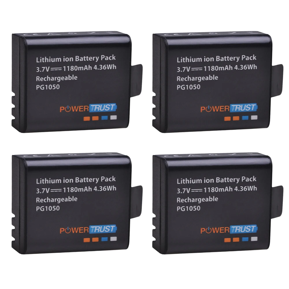 Аккумулятор PowerTrust 4x PG1050 1180 мАч для экшн камеры SJCAM SJ4000 SJ5000X EKEN H9 H9R H8R H8|Цифровые