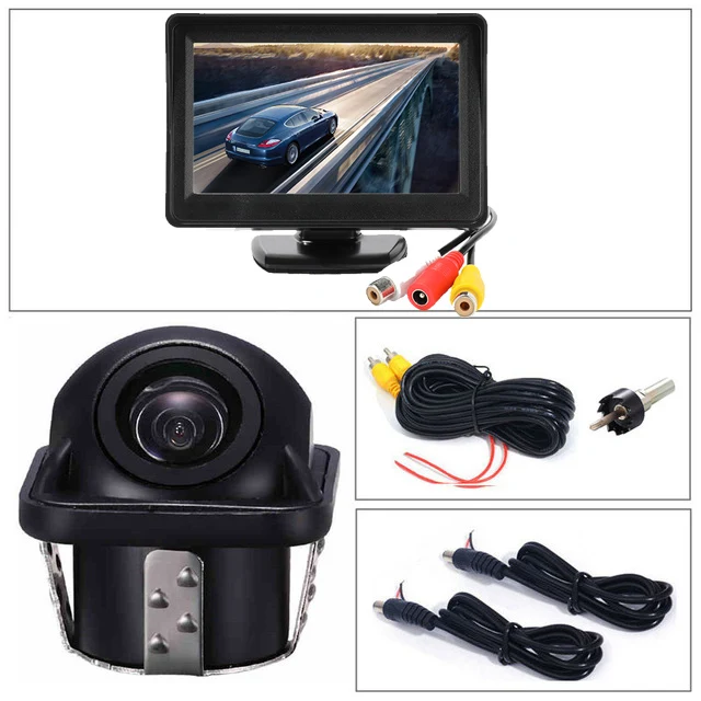 monitor with 1661 2 in1 TFT 4,3 дюймов авто жидкокристаллический дисплей на тонкопленочных транзисторах на подголовник для парковочной системы+ светодиодный Ночное ВИДЕНИЕ CCD резервная камера заднего вида Камера с автомобильные мониторы - Цвет: monitor with 1661