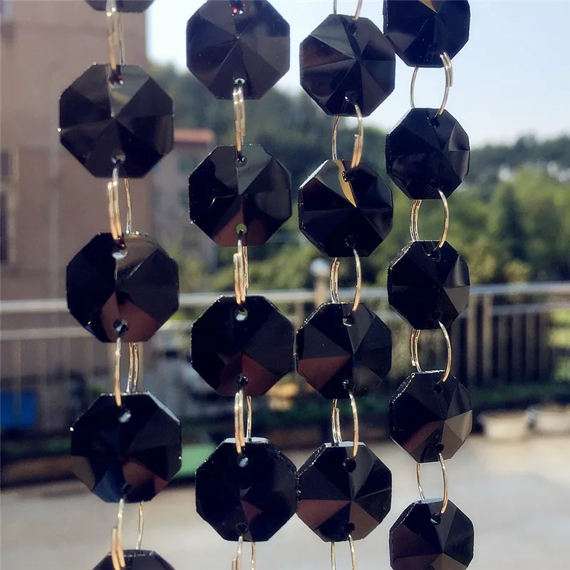 

Wholesale 100meters Black Crystal Octagon Bead Chains Decorative Weedding Glass Beads Strand Chains
