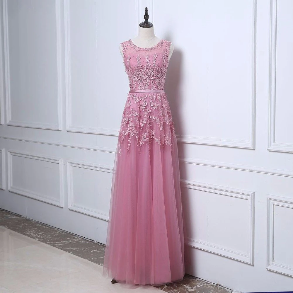 NOBLE WEISS Robe De Soiree пылевые Розовые аппликации с бисером сексуальные длинные вечерние платья невесты для банкета элегантное платье в пол