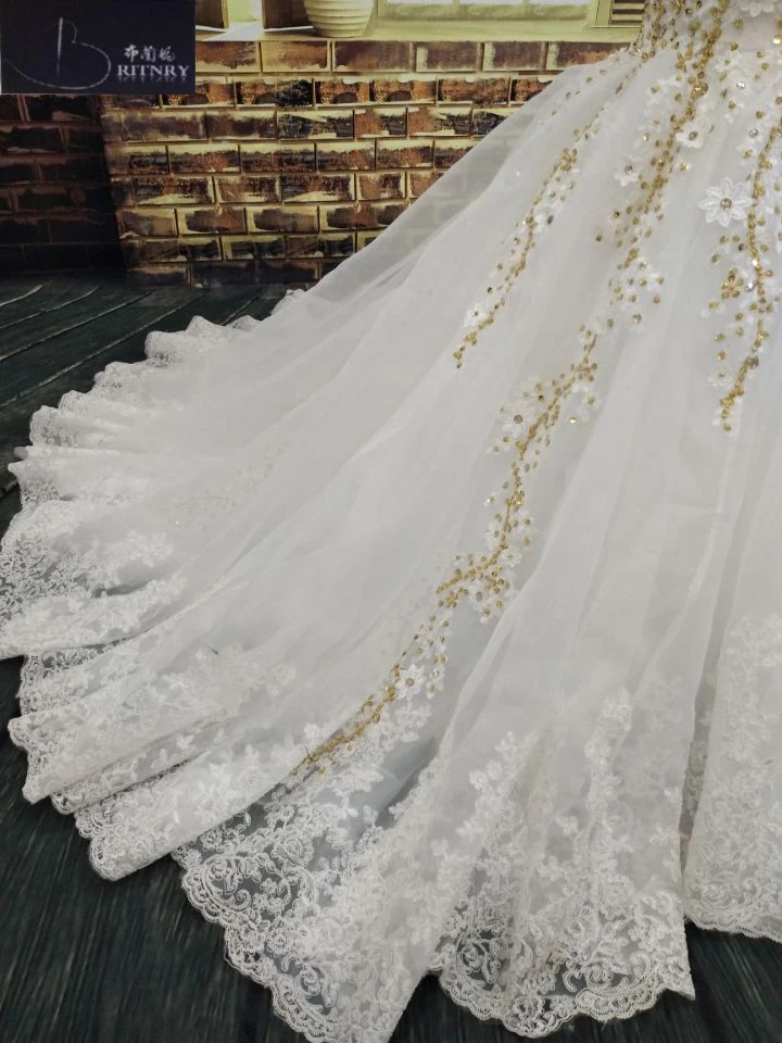 BRITNRY Real Photos Luxury Wedding Dress V Neck Ivory Lace With Gold Beading Mermaid Wedding Dresses Custom Made Plus Size