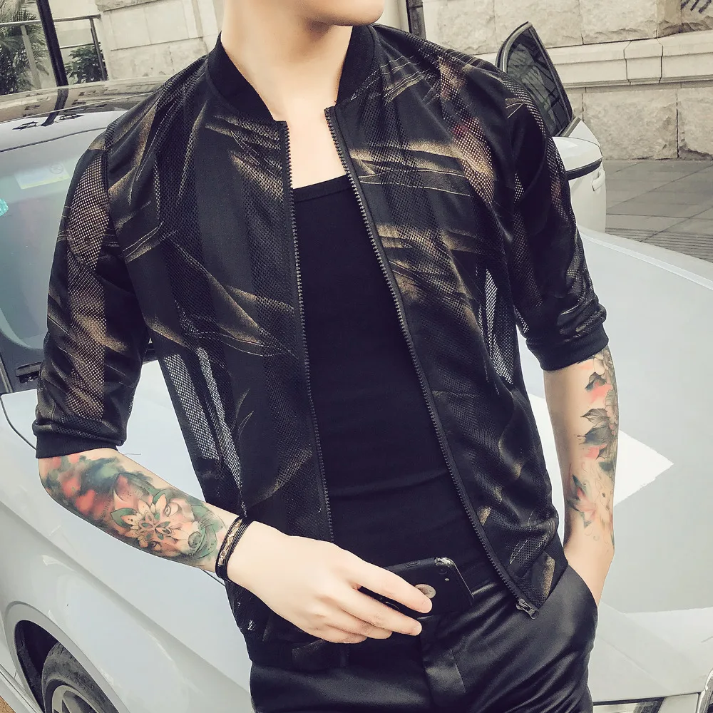 Летние тонкие курточка бомбер 2019 Slim Fit полые Защита от Солнца защиты костюмы