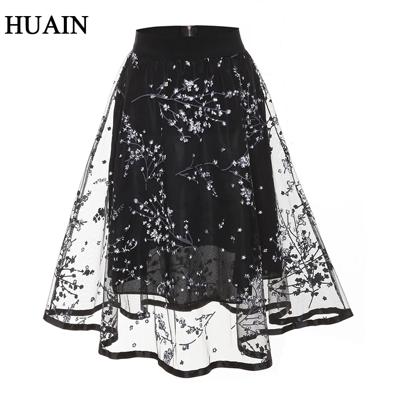 Сетка Для женщин юбка печати плиссированные юбки лето 2018 новый европейский Стиль