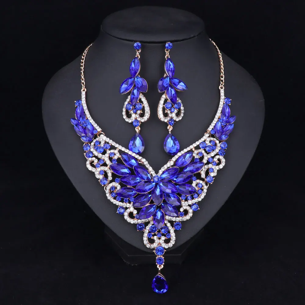 Модные стразы Свадебные Ювелирные наборы для невест вечерние аксессуары