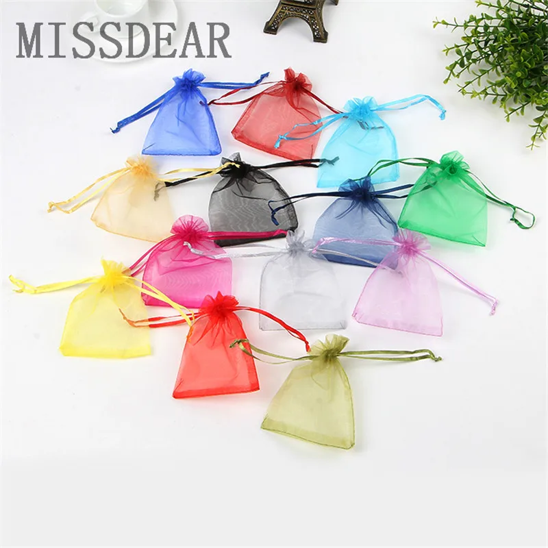 50pcs/lot 7x9 9x12 10x15 13x18cm Small Organza Bag Wedding Decoration Charms Jewelry Packaging Bags Drawstring Gift Pouches | Украшения и