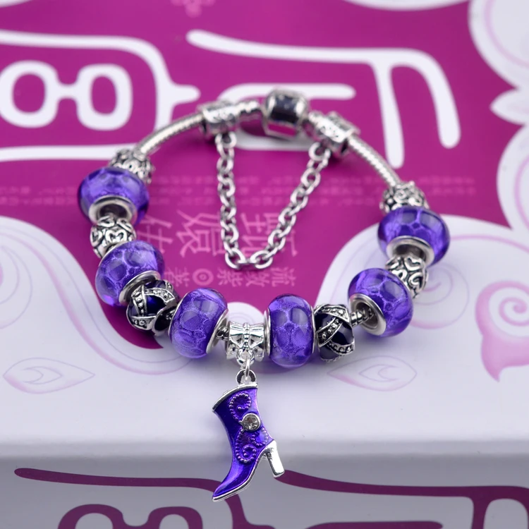 Античный серебряный шарм-браслет и браслет серебро 925 пробы с сердечком женская