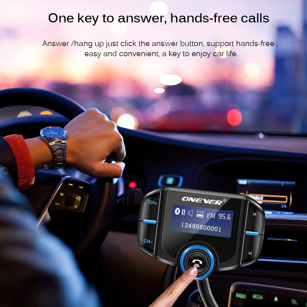 Новый FM передатчик автомобильный модулятор 2 порта QC3.0 зарядное устройство Handsfree