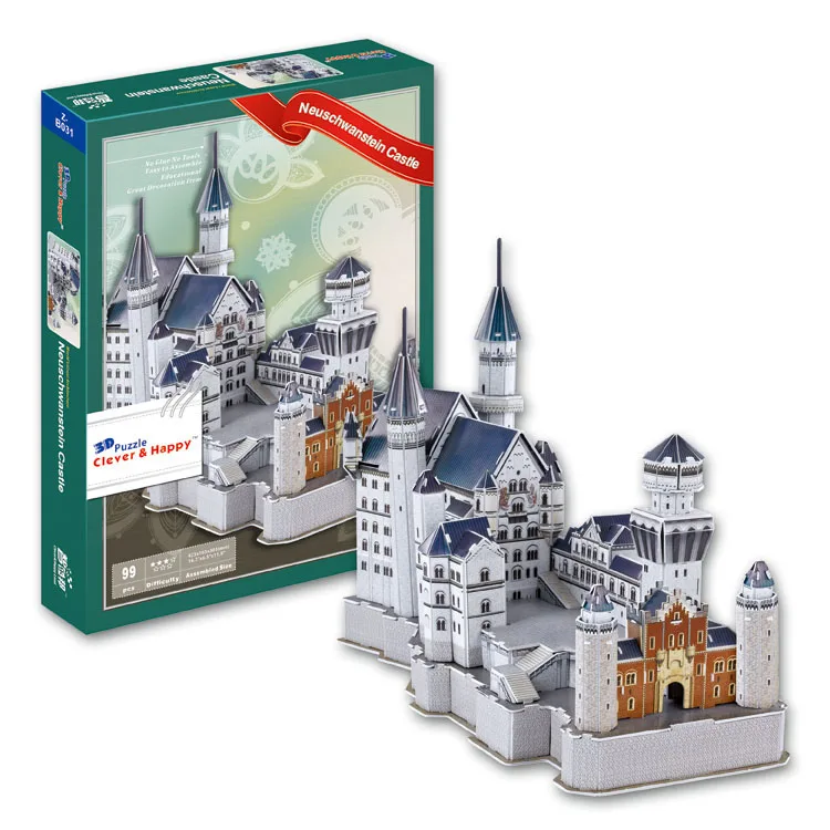 Neuschwanstein Castl Развивающие игрушки знаменитая архитектурная модель 3D Пазлы для взрослых Осака Пелес Бран замок Las Ventas игрушки для детей - Цвет: Neuschwanstein Castl