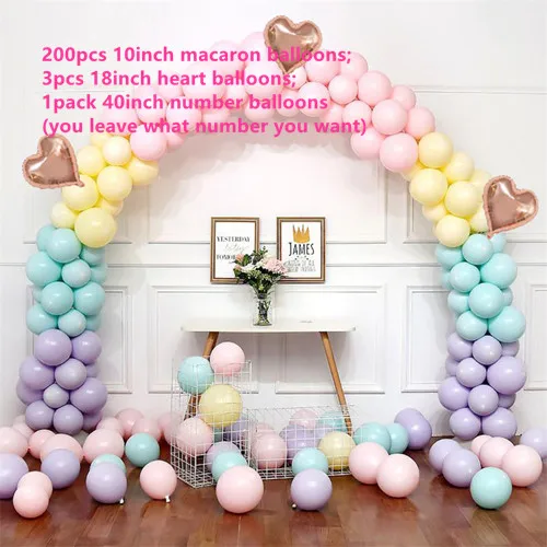 SET 5 DIY пастельные воздушные шары-гирлянды набор Ассорти Макарон конфеты цветные латексные шарики для вечеринки арка для свадьбы 18-ой день рождения Единорог Вечерние - Цвет: SET 5
