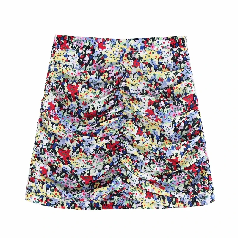 Новинка женская модная плиссированная юбка с цветочным принтом трапециевидная