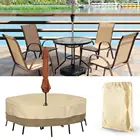 Водонепроницаемый наружный чехол для внутреннего дворика, двойная крышка для садовой мебели, пылезащитный чехол с отверстием для зонта