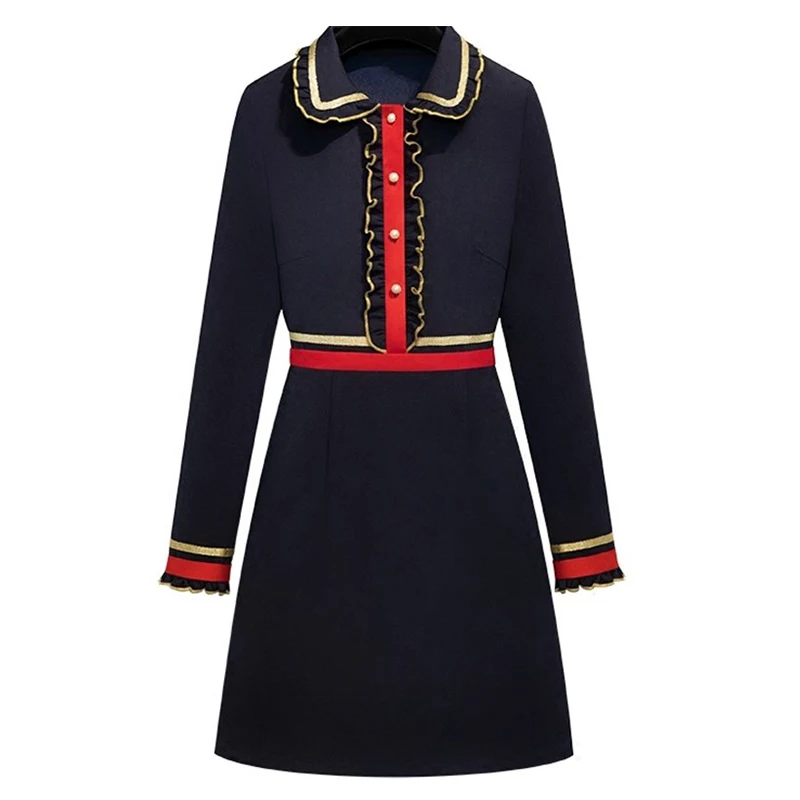 Осеннее платье с оборками Trytree повседневные женские мини платья в стиле пэчворк