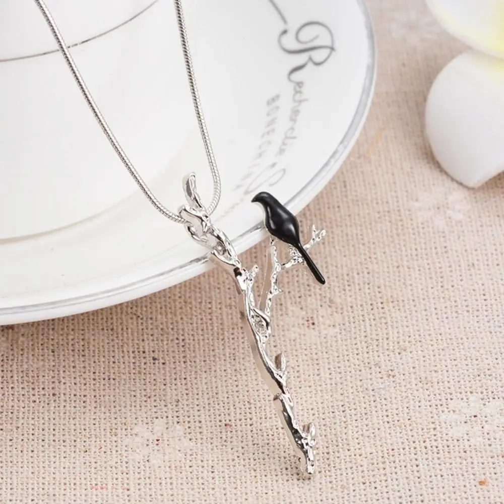 1 Pair Fashion Personality Branch Black Bird Pendant No Necklace Vintage Cute Animal Collar Colar Women Jewelry | Украшения и