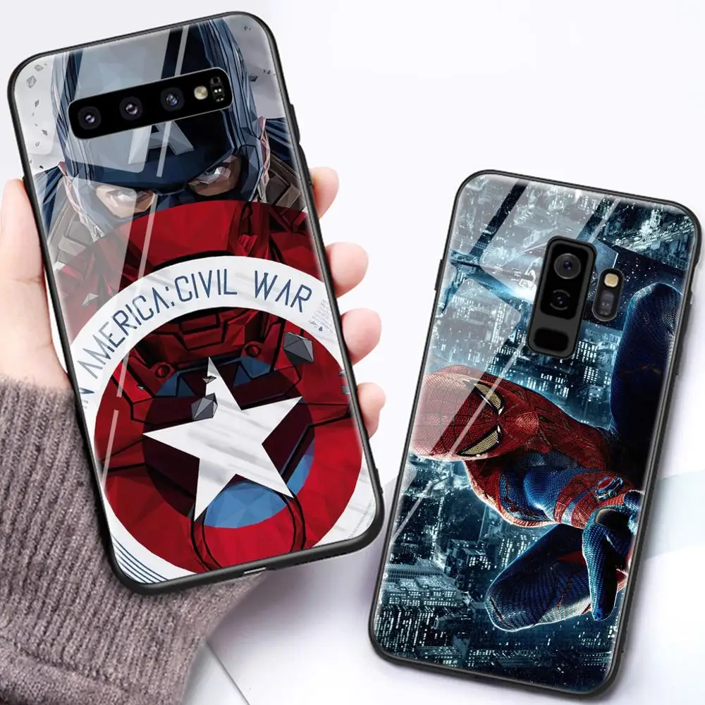 Стеклянный чехол для телефона Marvel для samsung Galaxy S6 S7 S8 Plus Edge, Жесткий Чехол для телефона samsung S8 S9 Plus Note8, задняя крышка
