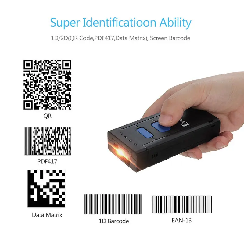 EYOYO MJ 2877 Мини Портативный Bluetooth беспроводной 2D сканер штрих кода декодирование QR
