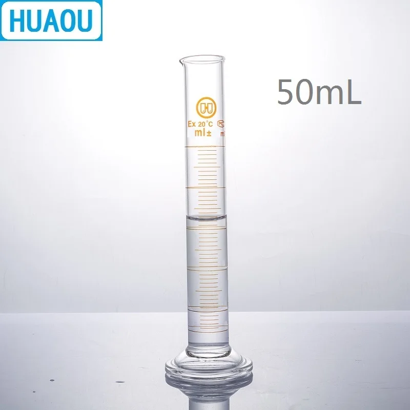 

HUAOU 50mL Measuring Cylinder with Spout and Graduation with Glass Round Base Laboratory Chemistry Equipment