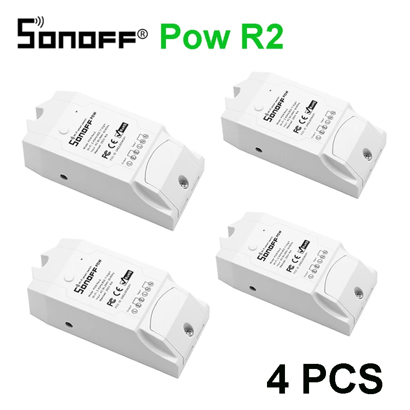 1-5 шт. Sonoff Pow R2 WiFi беспроводной переключатель ВКЛ/ВЫКЛ умный дом с функцией измерения энергопотребления в реальном времени прибор дистанционного управления - Комплект: Sonoff Pow R2 4PCS