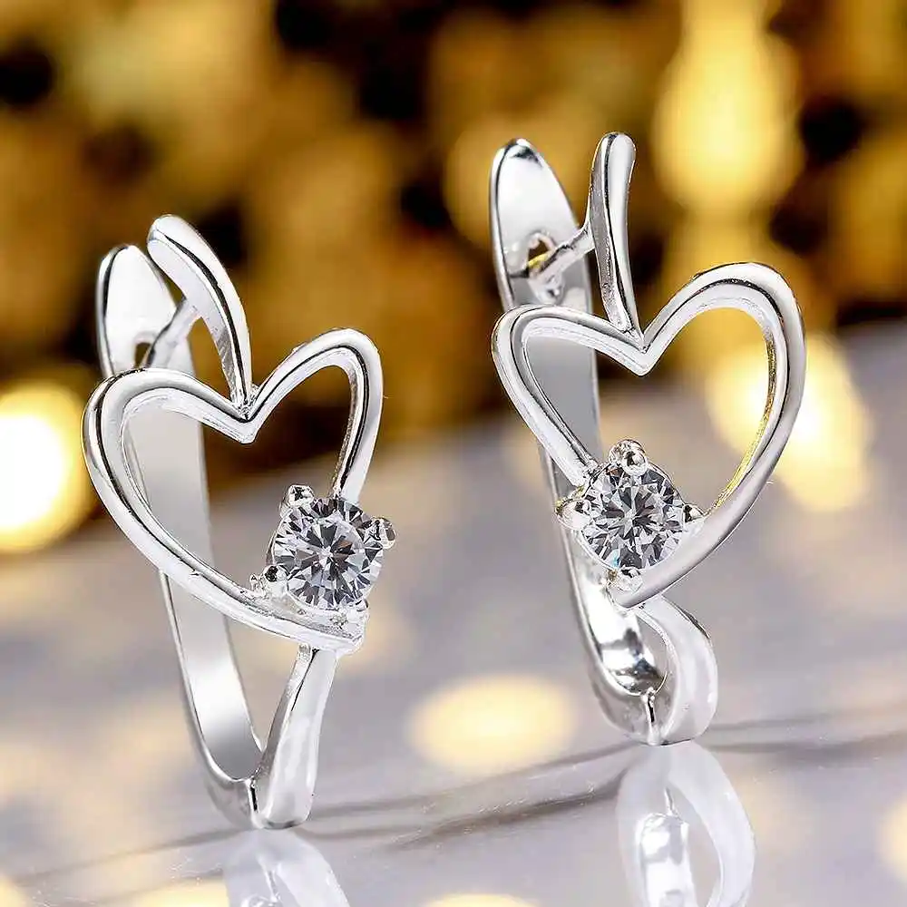 Simple Fashion Style Silver plated heart U stud Earrings Jewellery mens 2014 Wholesale&hot sell SMTE603|fashion earrings|stud earringsstud earrings