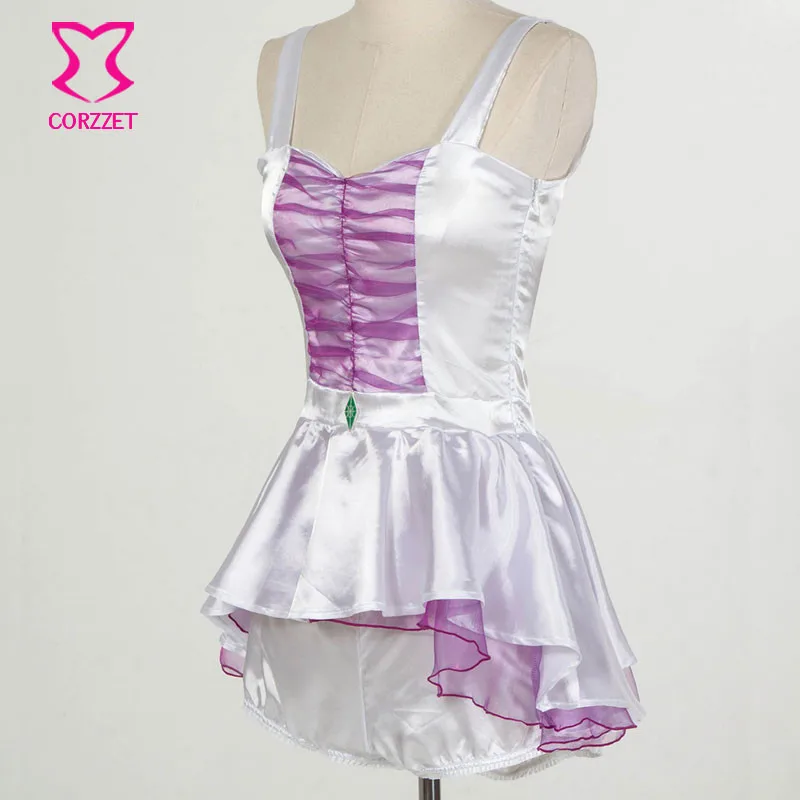 Фиолетовый и белый атласный женский сексуальный костюм единорога для взрослых