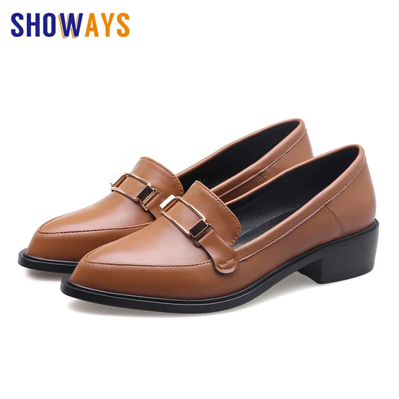 2019 Британские женские лоферы на цепочке коричневые повседневные офисные туфли