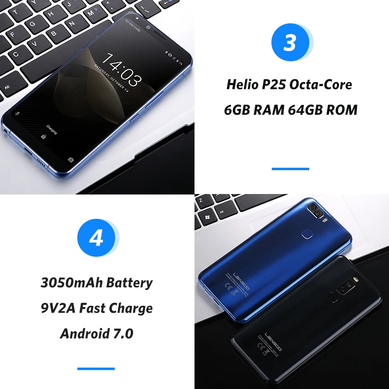 LEAGOO S8 Pro, 6 ГБ, 64 ГБ, 5,99 дюйма, 18:9 дисплей, мобильный телефон, Android 7,0, MTK6757, четыре ядра, две камеры, сканер отпечатков пальцев, ID, 4G, смартфон