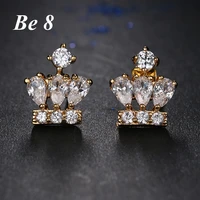 be8 brand new design aaa cubic zirconia exquisite crown shape stud earrings for women travel party show brincos pendiente e 212