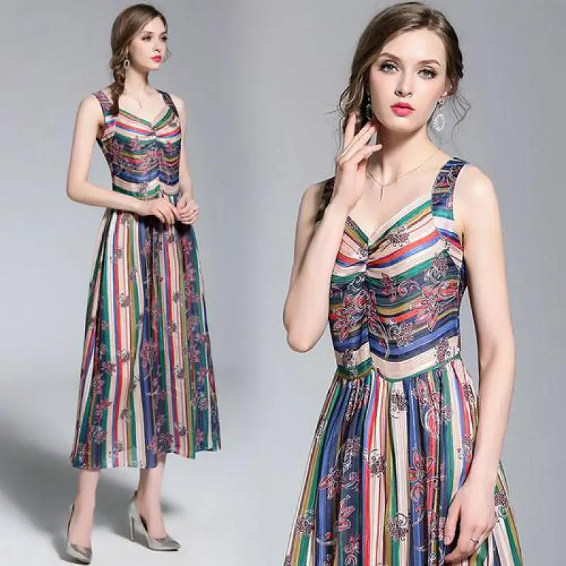 Без рукавов с принтом большие качели vestidos mujer Вечерние Платья Vestidos De Festa вечернее